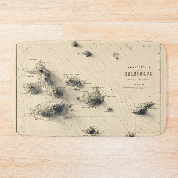 Item preview, 1883 Galapagos, Ecuador, Shaded Relief Map 3D digitally-rendered designed and sold by ThinkAboutMaps.