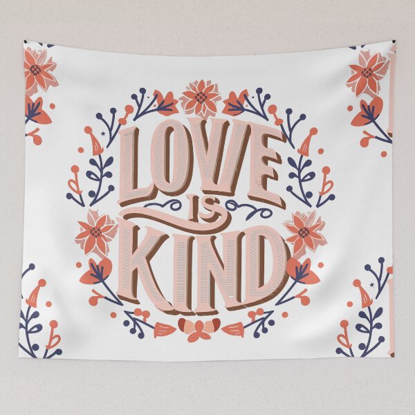 Item preview, Scandinavian Love: Minimalist Typography with Floral Accents - Love is Kind designed and sold by HahaHandlesHub.