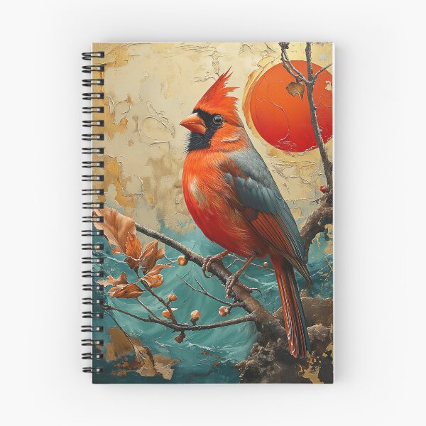 Item preview, Northern cardinal standing in turquoise water with a red sun designed and sold by Rockwpapart.