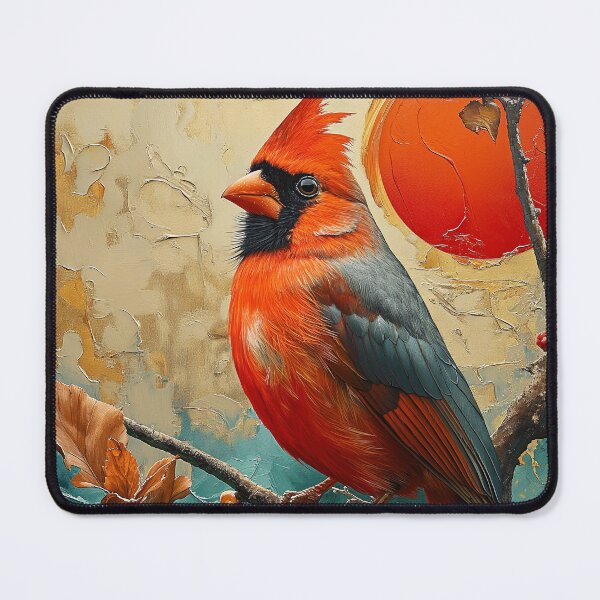 Item preview, Northern cardinal standing in turquoise water with a red sun designed and sold by Rockwpapart.
