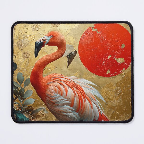 Item preview, Flamingo standing in turquoise water with a red sun designed and sold by Rockwpapart.
