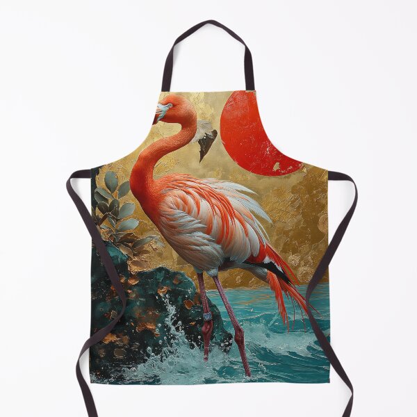 Item preview, Flamingo standing in turquoise water with a red sun designed and sold by Rockwpapart.
