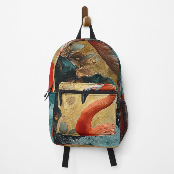 Item preview, Flamingo standing in turquoise water with a red sun designed and sold by Rockwpapart.