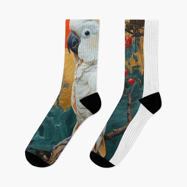 Item preview, Cockatoo standing in turquoise water with a red sun designed and sold by Rockwpapart.