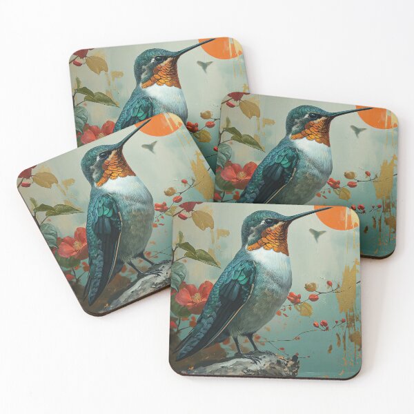 Item preview, Hummingbird Standing in turquoise water with a red designed and sold by Rockwpapart.
