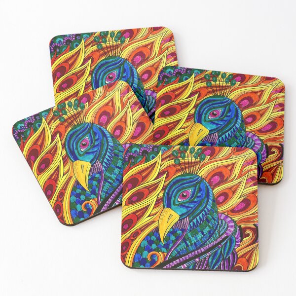 Item preview, Colorful vibrant peacock design designed and sold by Aroeldesigns.