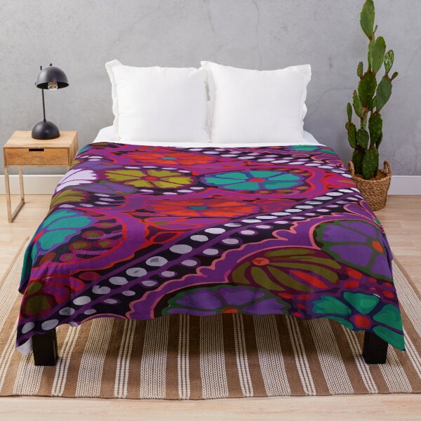 Item preview, Mexican style embroidered flowers vibrant purple maximalist decor  designed and sold by T-Mex.