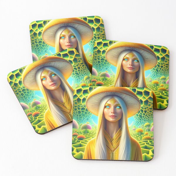 Item preview, Golden Teacher Goddess In Psychedelic Nature Realm designed and sold by Golden-Teacher.