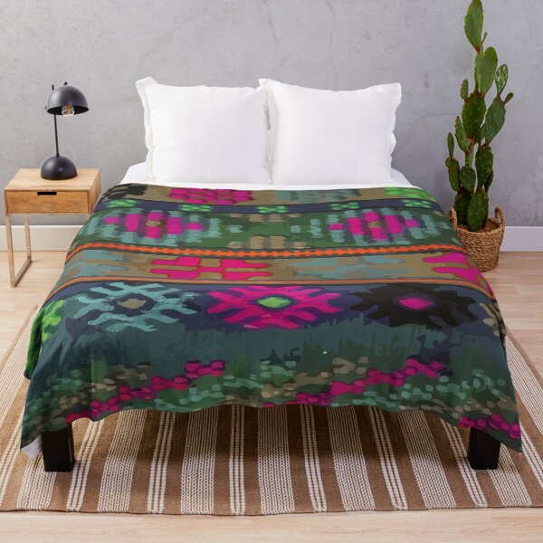 Item preview, Ethnic embroidery fabric olive textured fabric ethnic symbols bold dopamine decor designed and sold by T-Mex.