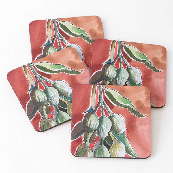 Item preview, Gum nuts with red background  designed and sold by rpfeifferactiv8.