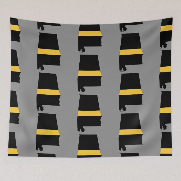 Item preview, Alabama state outline 911 Dispatcher Emergency Telecommunications Thin Gold Line flag designed and sold by GulfCoastDesign.