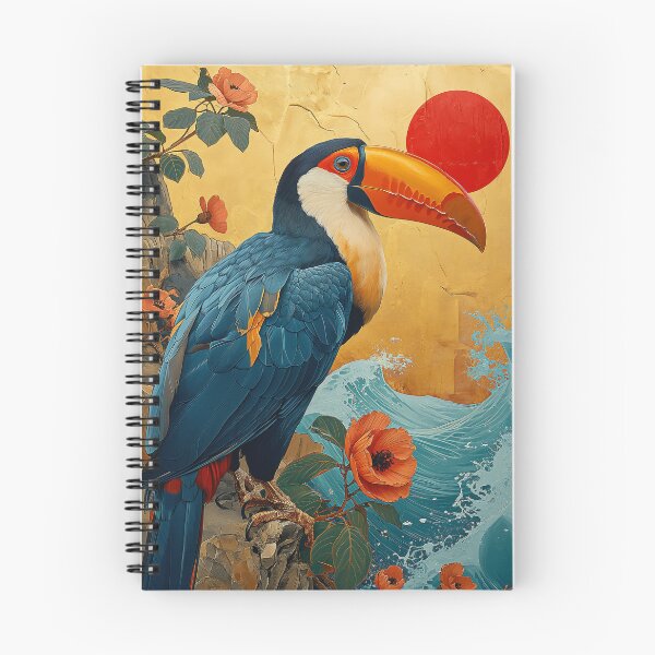 Item preview, Toucan Standing In Turquoise water with a red sun designed and sold by Rockwpapart.