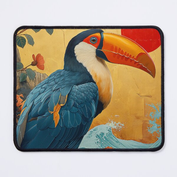Item preview, Toucan Standing In Turquoise water with a red sun designed and sold by Rockwpapart.