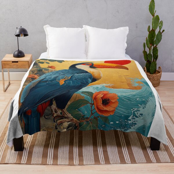 Item preview, Toucan Standing In Turquoise water with a red sun designed and sold by Rockwpapart.