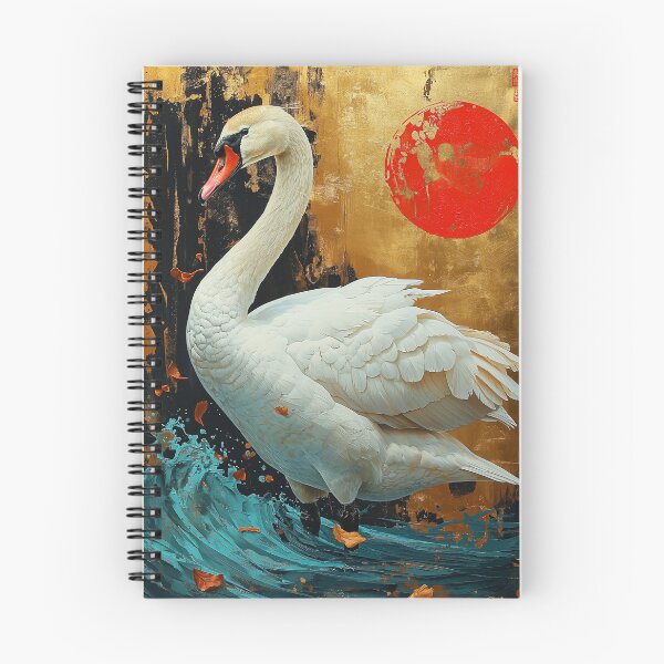 Item preview, Swan standing in turquoise water with a red sun designed and sold by Rockwpapart.