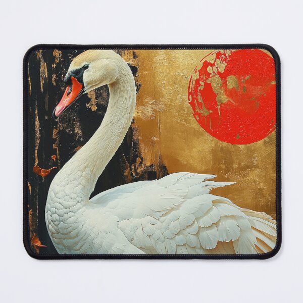 Item preview, Swan standing in turquoise water with a red sun designed and sold by Rockwpapart.