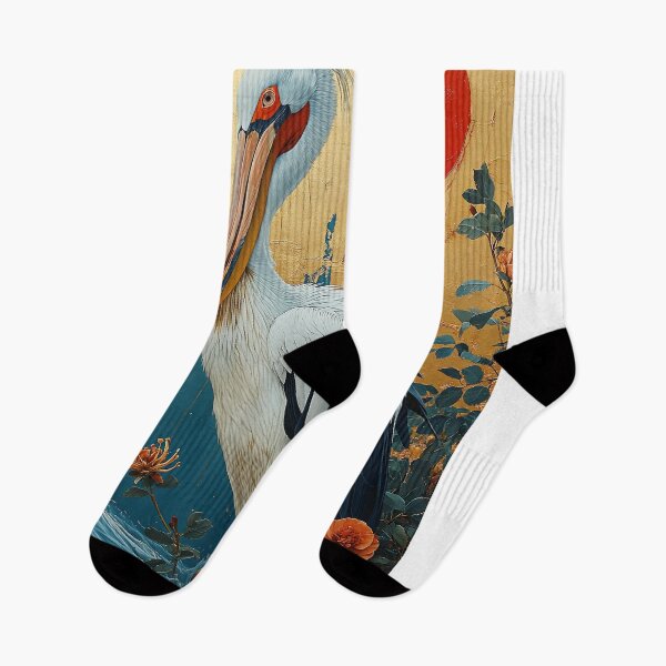 Item preview, Pelican standing in turquoise water with a red sun designed and sold by Rockwpapart.