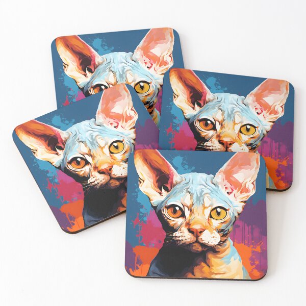 Item preview, Dibujo de retratos de gatos Devon Rex. animales coloridos. Almohada de tiro de animales. designed and sold by formform.