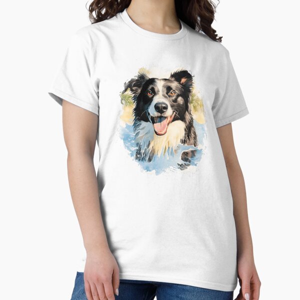 Vista previa del artículo con la obra «Border Collie chapoteando en el agua», diseñado y vendido por TheAnimalZ00.