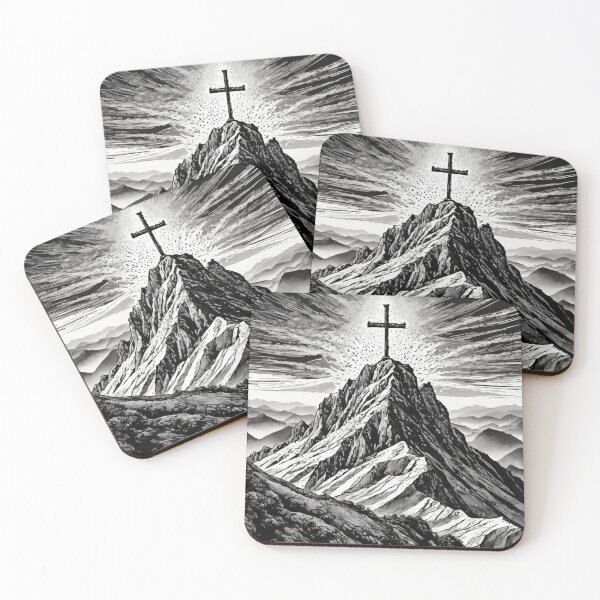 Item preview, Black and white cross on a mountain designed and sold by zionwardrobe.