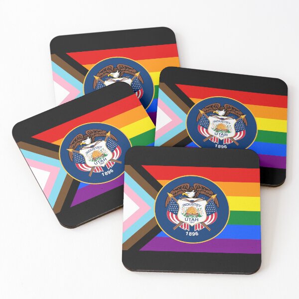 Item preview, Retro Utah Flag With LGBTQ+ Pride Colors designed and sold by WokeBespoke.