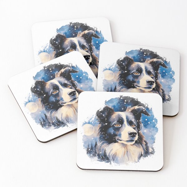 Item preview, Watercolor Border Collie Snowy Night designed and sold by TheAnimalZ00.