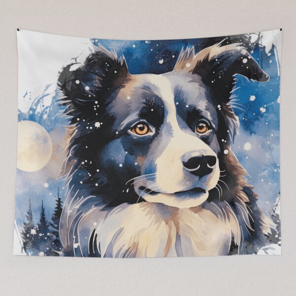 Item preview, Watercolor Border Collie Snowy Night designed and sold by TheAnimalZ00.