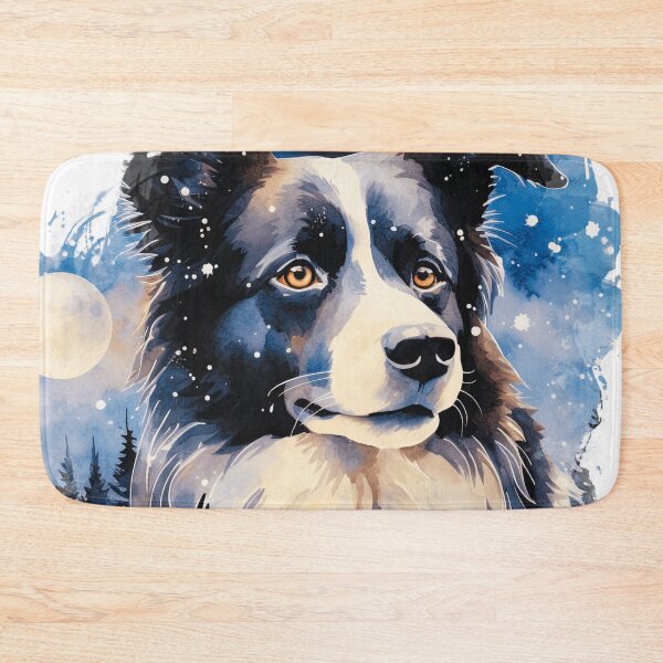 Item preview, Watercolor Border Collie Snowy Night designed and sold by TheAnimalZ00.