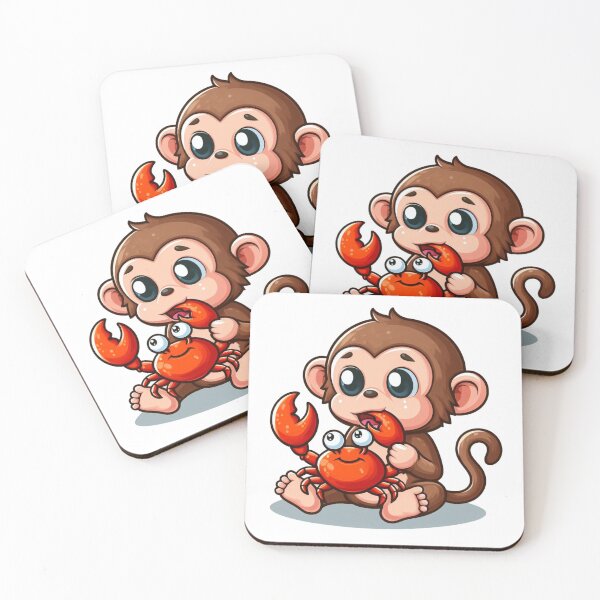 Item preview, A very cute monkey enjoying some crab designed and sold by panda-888.