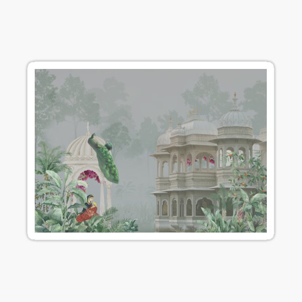 Aperçu de l'œuvre Sérénité royale : Maharaj et Rani au milieu du Mahal créée et vendue par NArtdesigns.