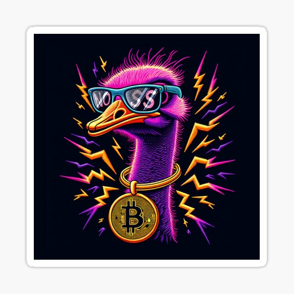 Item preview, $NOSS "Dazzling Entrance: Ostrich in Shades with BTC Necklace" designed and sold by zzz888.