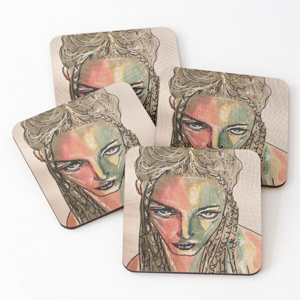 Item preview, self-portrait of the artist woman in multicolored colors designed and sold by ElCookie.