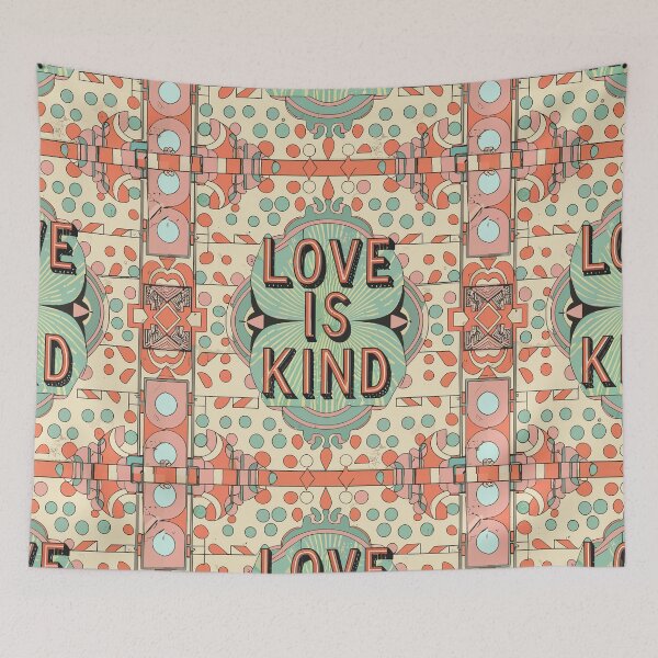 Item preview, Vintage Typography "Love is Kind" Art - Mid-Century Geometric Illustration designed and sold by HahaHandlesHub.