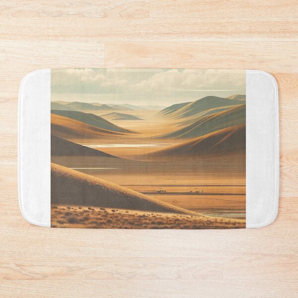Artikelvorschau, Mongolei Retro Reiseplakat - Vintage Minimal Landschaft der Mongolischen Steppe entworfen und verkauft von pod24.