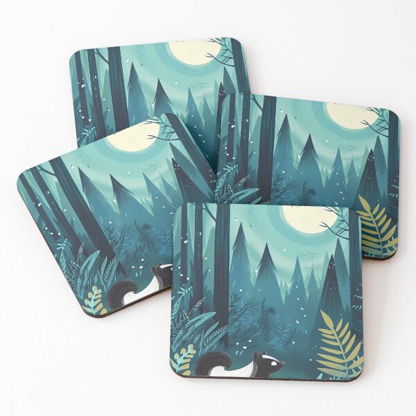 Item preview, Moonlit Skunk Forest designed and sold by cute-animals99.