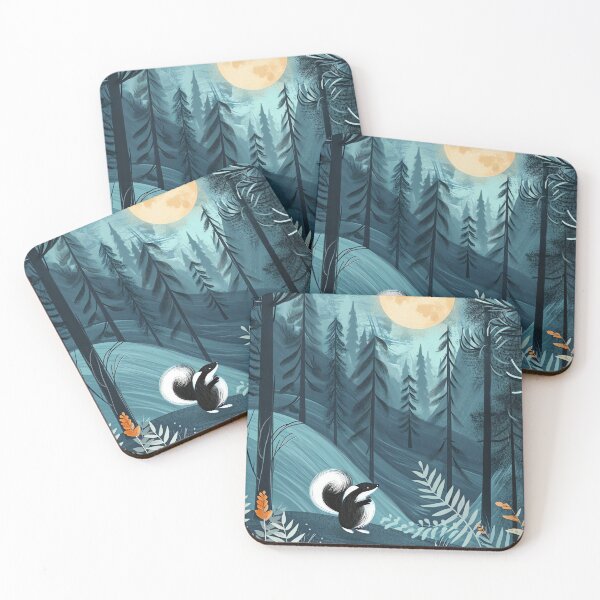 Item preview, Moonlit Skunk Forest designed and sold by cute-animals99.