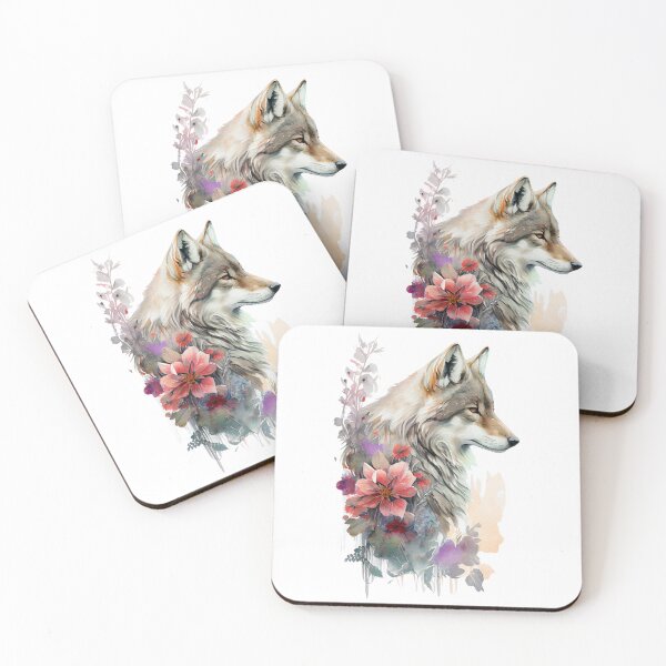 Item preview, Wolf with flowers designed and sold by TIDALI-Prints.
