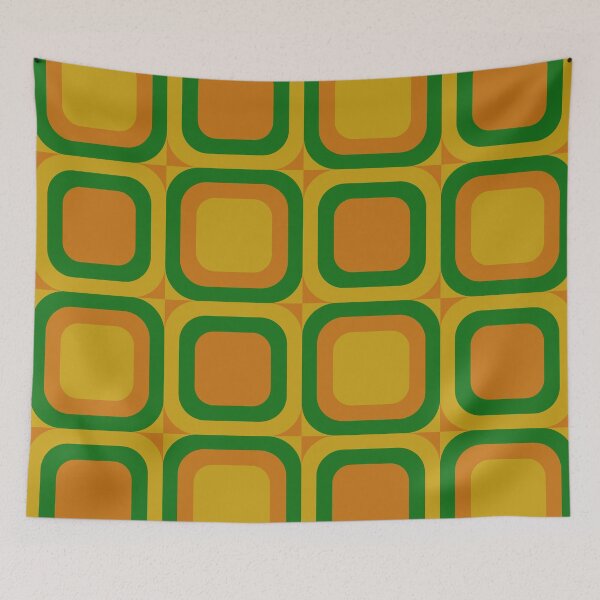 Item preview, retro green 1970s style pattern designed and sold by pauloneill-art.
