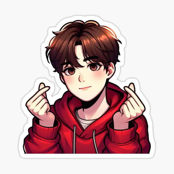 Vista previa del artículo con la obra «Cool Guy Coreano Dedo Corazones Kpop», diseñado y vendido por plushism.
