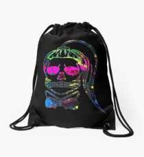 Born This Way Neon Paint Skull Drawstring Bag