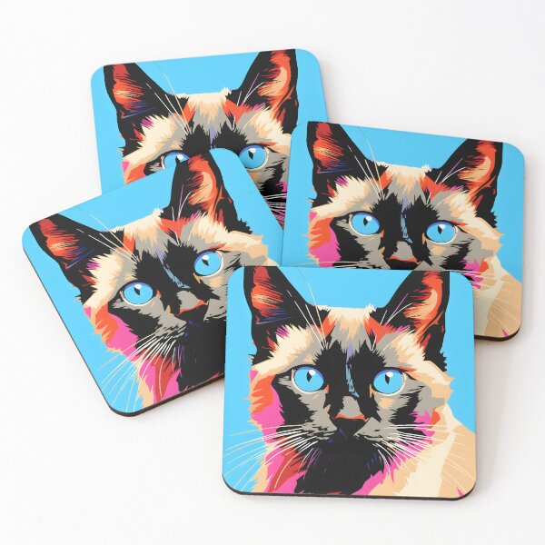 Item preview, Balinese cat portraits drawing. animal colorful. Animal throw pillow.  designed and sold by formform.