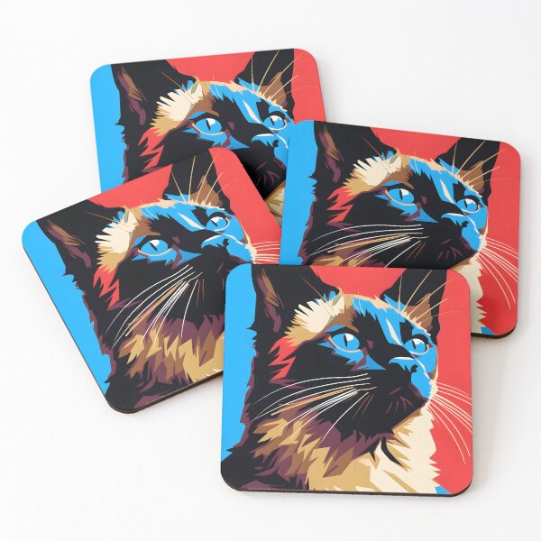 Item preview, Balinese cat portraits drawing. animal colorful. Animal throw pillow.  designed and sold by formform.