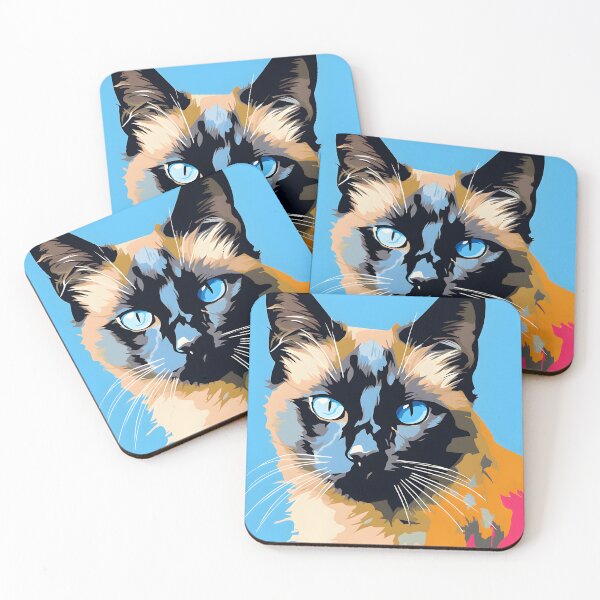Item preview, Balinese cat portraits drawing. animal colorful. Animal throw pillow.  designed and sold by formform.