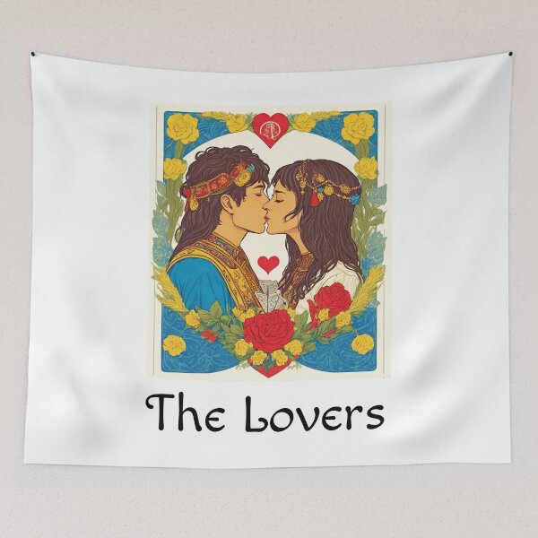Item preview, Major Arcana The Lovers Tarot Card - Floral Design designed and sold by Pixel Waite.