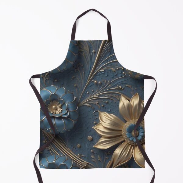 Item preview, Flowers and leaves in blue and gold - 3D relief #70 designed and sold by GoldenEraArt.
