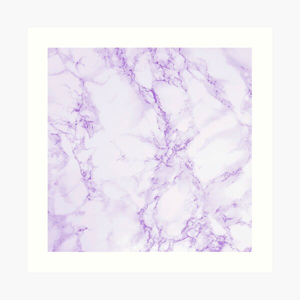 Purple violet and white marble print Art Print