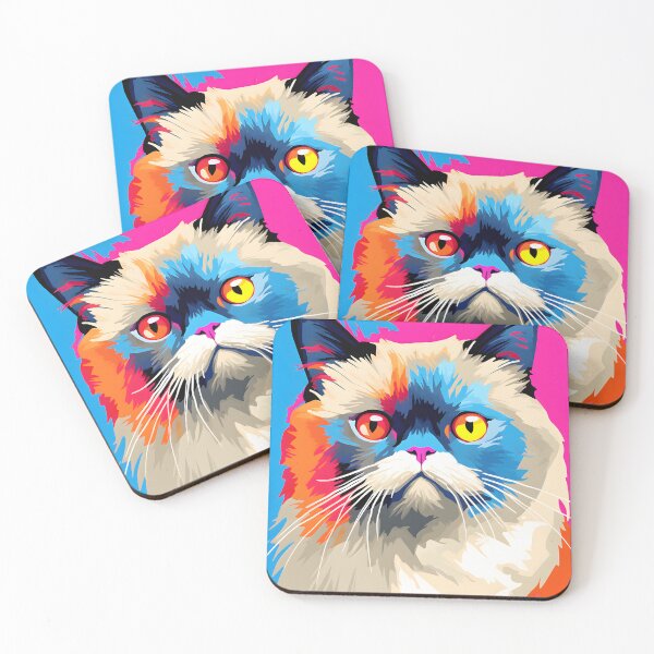 Item preview, himalayan cat portrait. animal colorful. Animal throw pillow. designed and sold by formform.