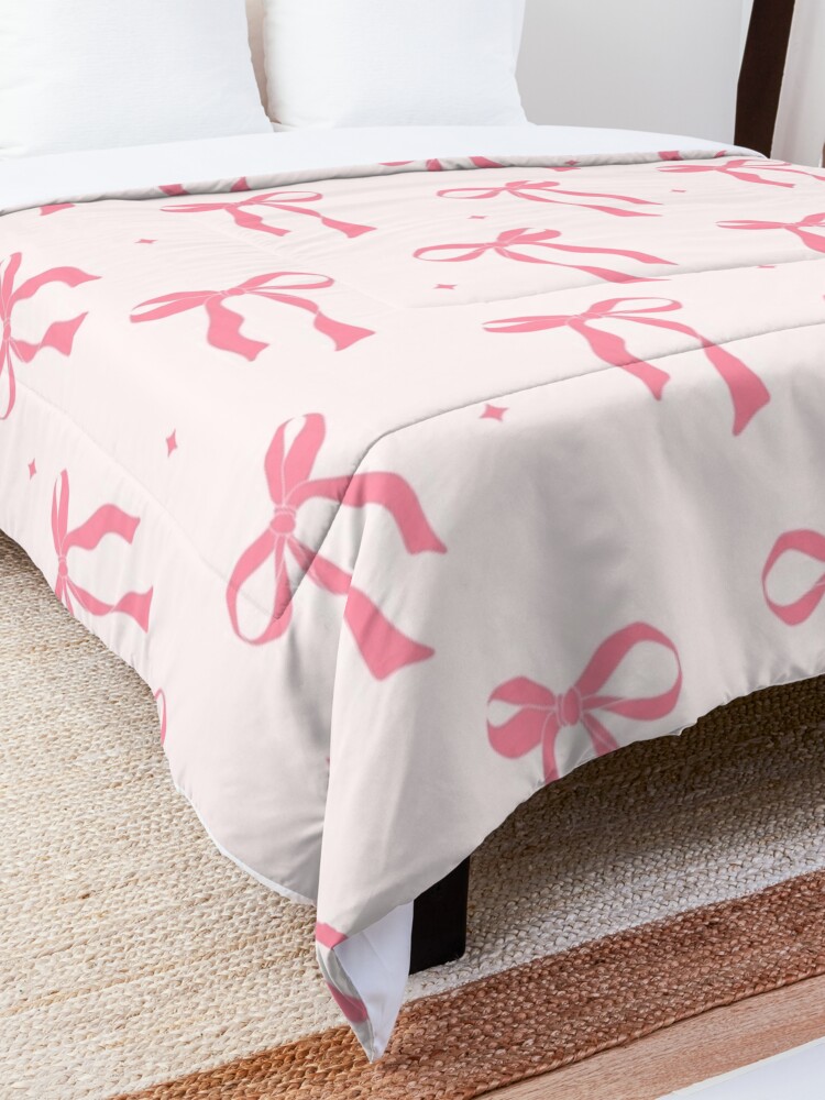 Discover Coquette pink ribbon bow pattern Quilt