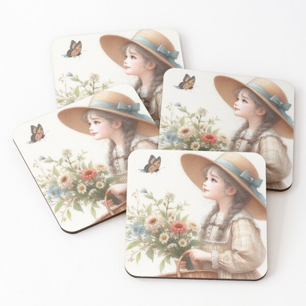 Item preview, Person with basket of flowers and butterfly designed and sold by Dominika Farkašová.