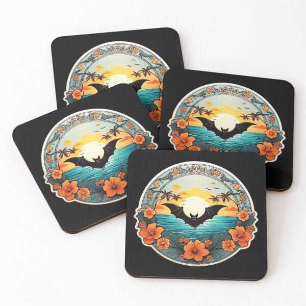 Item preview, Beach Lover Bat at Sunset with Orchids designed and sold by NautiChic.